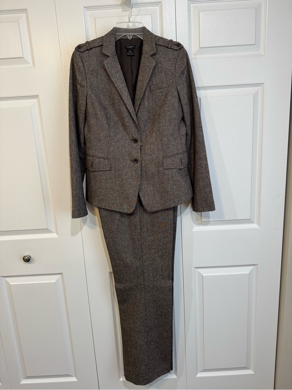 Ann Taylor Brown Tweed Blazer and Skirt Suit